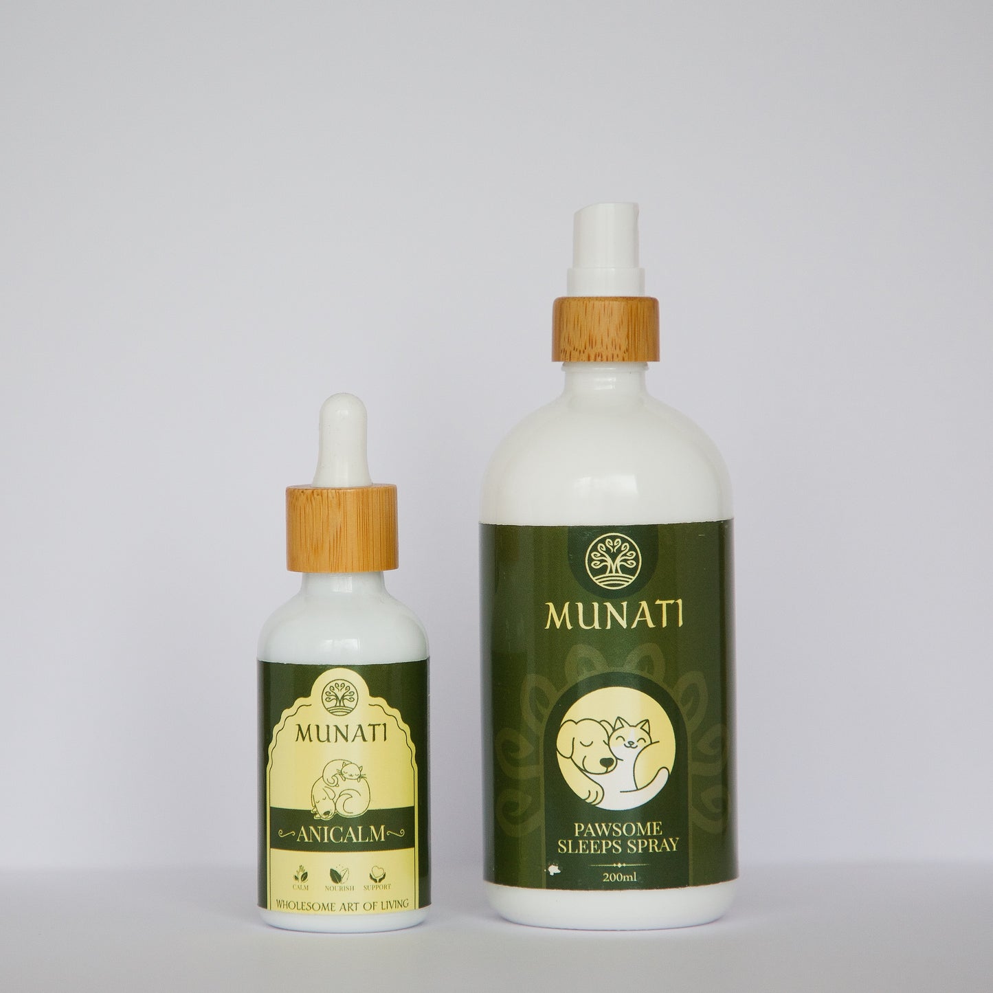 Raminančių lašų ir aromaterapinio purškalo rinkinys naminiams gyvūnams, Munati